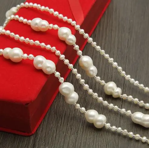 Favorite Pearl Jewelry White Baroque Natural Freshwater Pearls Necklace Handmade 120cm Long Necklace Charming Women Gift