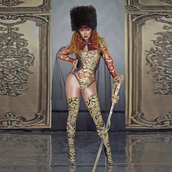 British Royal Guard of Honor Role Playing Stage Outfits Sets Women Guard Cosplay Bodysuit With Cloak Top Hat Dancer Clothes