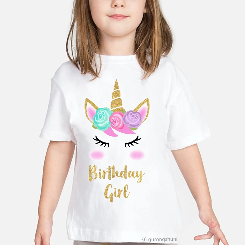 Unicorn  Rainbow Horse Cartoon Print T-shirt Birthday Gift Fashion Cute  Children Summer Tops Baby Boy&Girl T Shirt Harajuku