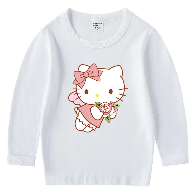 

Hello Kitty children girl and boy long sleeve T-shirt fashion bottoming cartoon cotton round neck top spring and autumn clothes