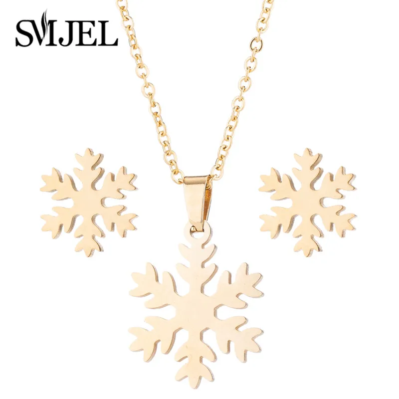 Winter Fashion Snowflake Necklace & Earrings Set