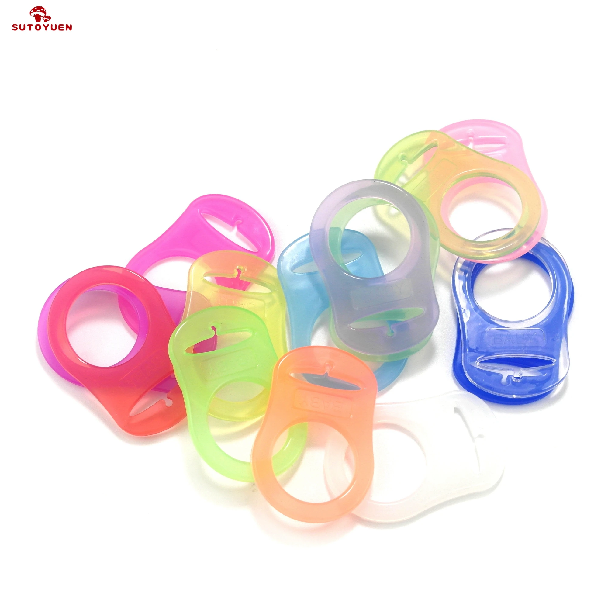 Sutoyuen-Adaptador de silicona para chupete, soporte de anillo transparente de grado alimenticio, para MAM NUK Dummy, 100 Uds.