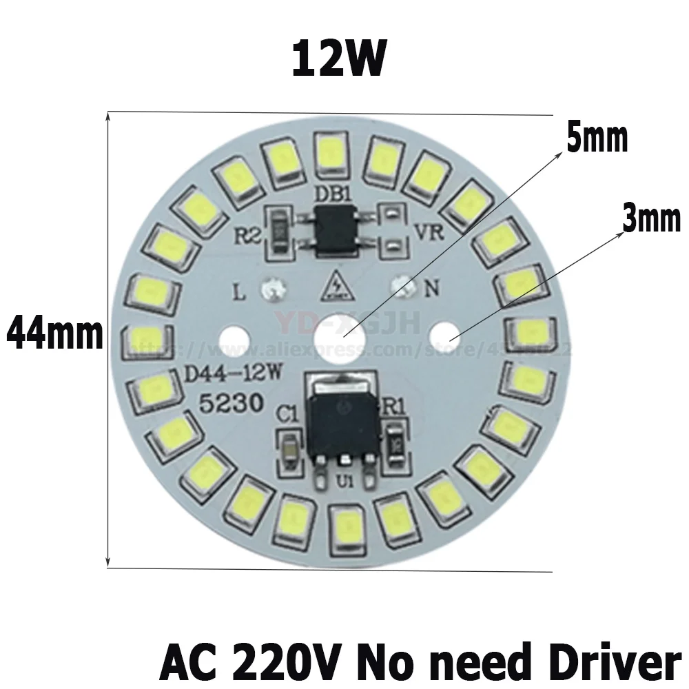 AC 220v Led PCB With Integrated IC Driver Welded 30cm Wire For 3W5W6W7W9W12W15W WarmWhite/White Driverless Aluminum Plate Board