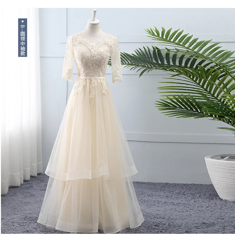 Robe longue de demoiselle d'honneur, grande taille, à lacets, robes de demoiselle d'honneur, robe de bal de mariage, robe de Toast, rose, Tulle, Champagne, 2021