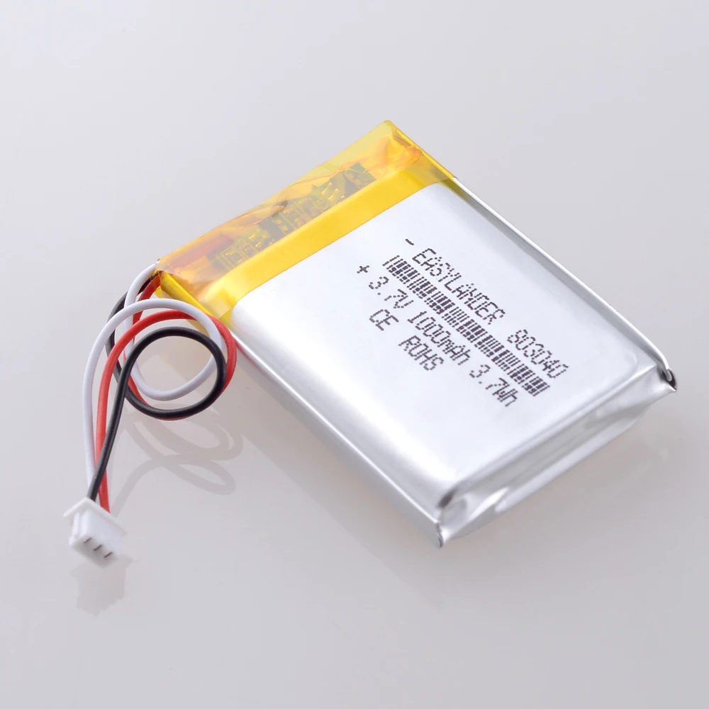 3.7V 1000mAh 803040   JST1.25 3P akumulator litowo-jonowy polimerowy do rejestratora kamery inteligentnego zegarka Mp3 DVD PAD