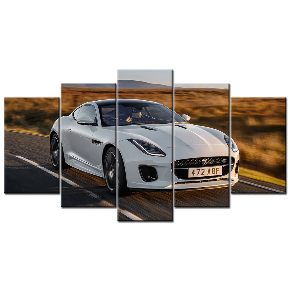 Canvas Painting Wall Art 5 Pieces Jaguar F-Type Car Pictures Prints Vehicle Poster Home Decor Modular Framed