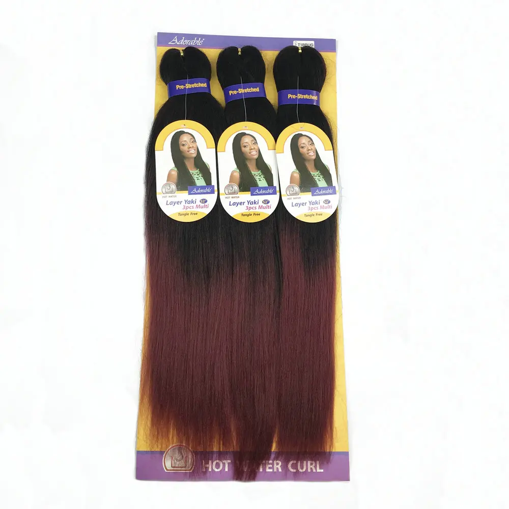 Adorable trenza EZ preestirada de 52 pulgadas, trenza de ganchillo de Color ombré, extensiones de cabello de fácil trenzado, capa Yaki, juego de agua caliente, 3 uds.