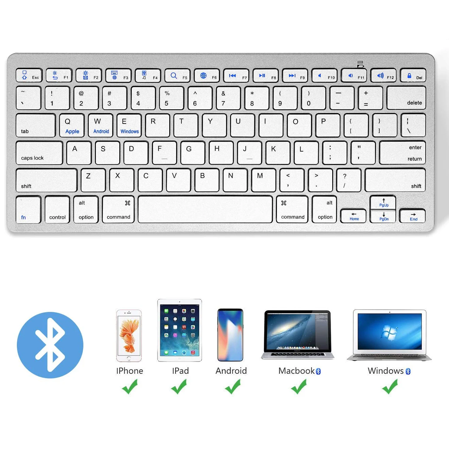 

Universal Office Wireless Bluetooth Keyboard Ultra Slim Wireless Keyboard Compatible for iOS iPad Android Tablets Windows