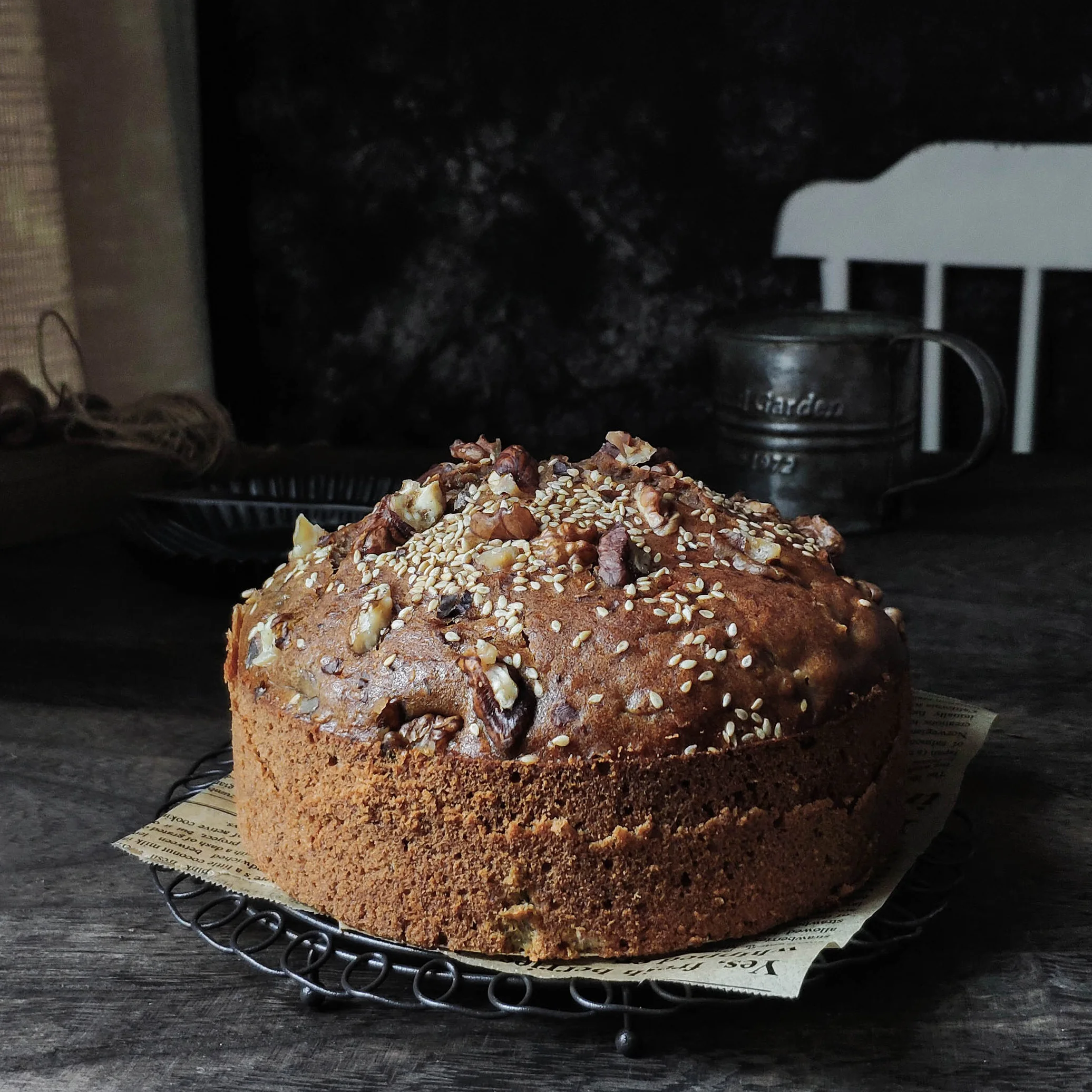 Rack de resfriamento de bolo redondo preto retrô bandeja de cozimento adereços de fotografia de comida vintage