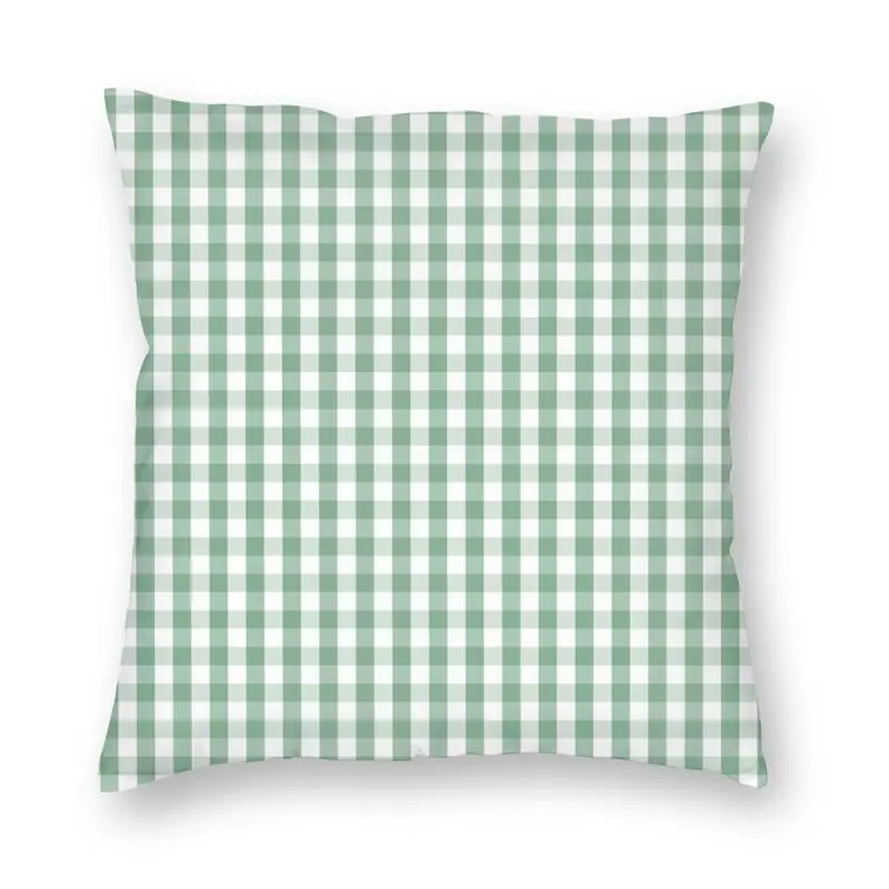 

Moss Green Mini Gingham Check Plaid Pillow Cover Home Decorative Geometric Cushions Throw Pillow for Sofa Double-sided Printing