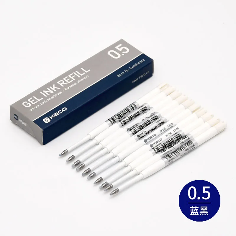 Canetas Gel Retrátil Padrão Europeu, Caneta Sinal de Metal, Kaco EU Refil, Azul Preto Vermelho Azul Marinho Tinta, 0.5mm, 10Pcs por Pacote