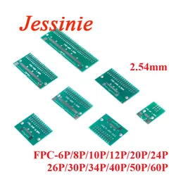 5pcs FPC/FFC Flat Cable to 2.54mm Transfer Plate DIP Adapter Test Board Connector 6P/8P/10P/12P/20P/24P/26P/30P/34P/40P/50P/60P