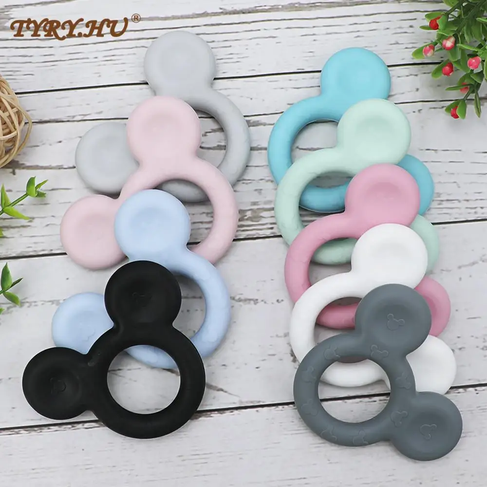 10Pcs Cartoon Mickey Silikon Beißring Baby Food Grade Pflege Geschenk BPA Frei DIY Baby Zahnen Beißring Spielzeug Zubehör Ring