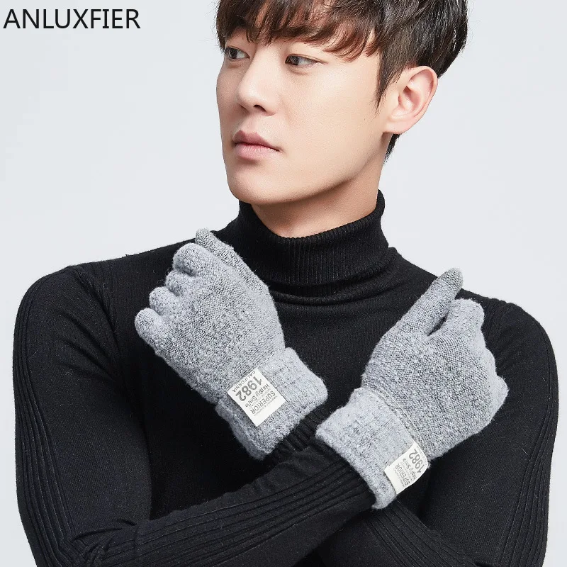 H10053 Men Knitted Gloves Touch Screen Korean Warm Mittens Male Driving Riding Windproof Autumn Winter High Quality Hand Muff image 3
