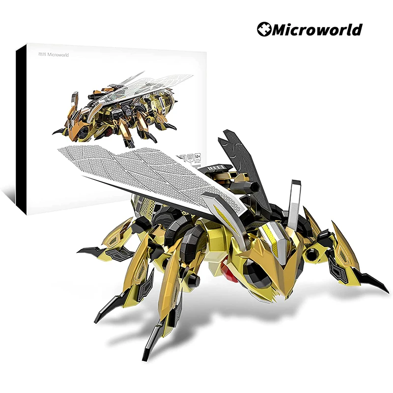 Microworld 3d metal quebra-cabeça animais mecânicos modelos diy montar kits brinquedos educativos decoração de mesa presentes para jogos de festa