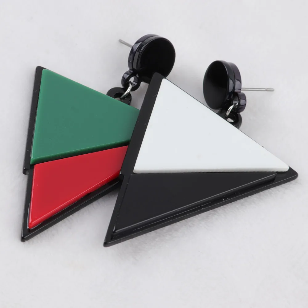 FishSheep Fashion Korean Acrylic Triangle Drop Earrings For Women Exaggerated Colorful Geometric Big Earrings Party Jewelry