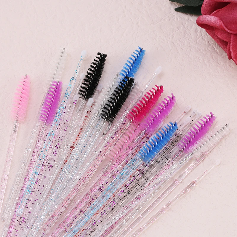 100pcs Eyelash Brushes Eyebrow Tools Crystal Microbrush For Eyelashes Mascara Wands Disposable Applicators Cosmetics Makeup Set