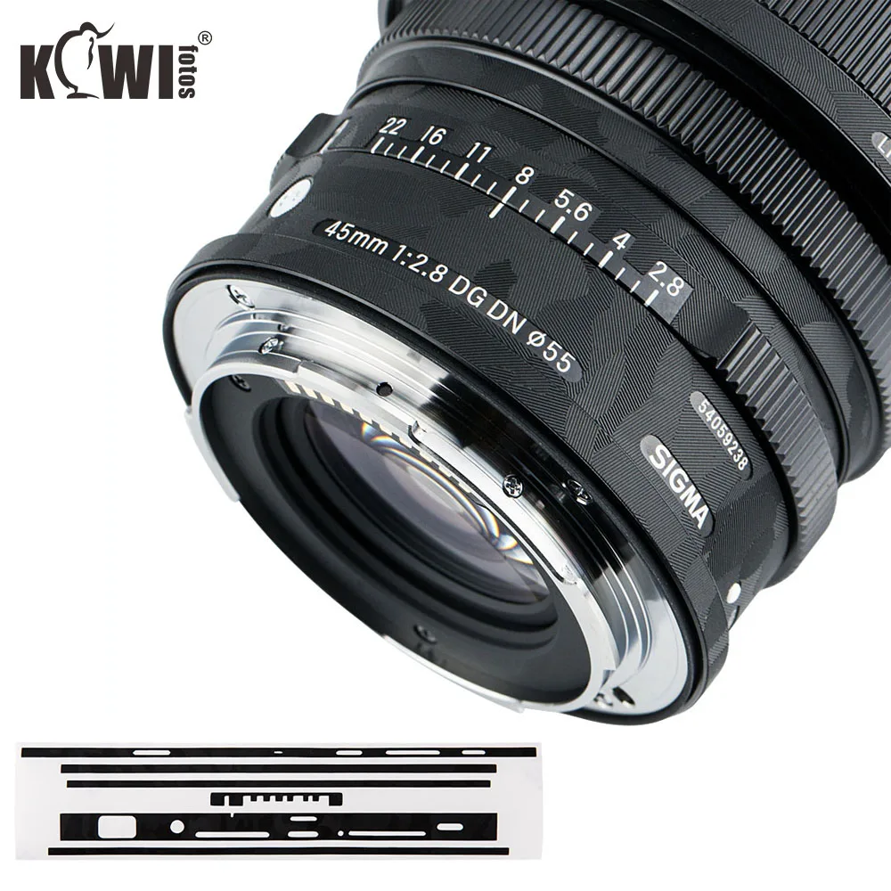 Kiwi Anti-Scratch Camera Lens Skin Film For Sigma 45mm F2.8 DG DN Contemporary Lens & LH577-01 Lens Hood 3M Sticker Shadow Black