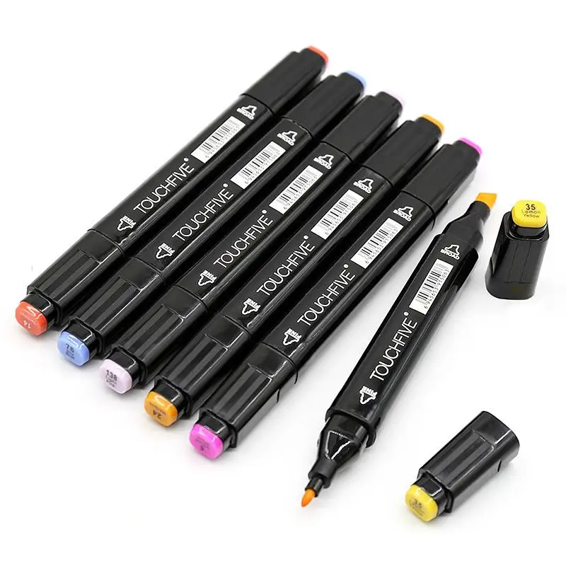 Touchfive marcador de arte a base de Alcohol de Color opcional, marcador de bocetos de doble cabezal, pincel para artista, dibujo, suministros de arte escolar