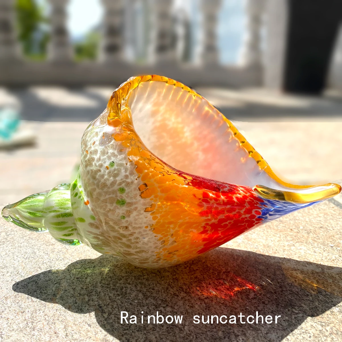 

Christmas Gift Hand Blown Glass Seashell Conch Figurines Sculpture Fish Tank Table Decor Ocean Multicolor Nautical