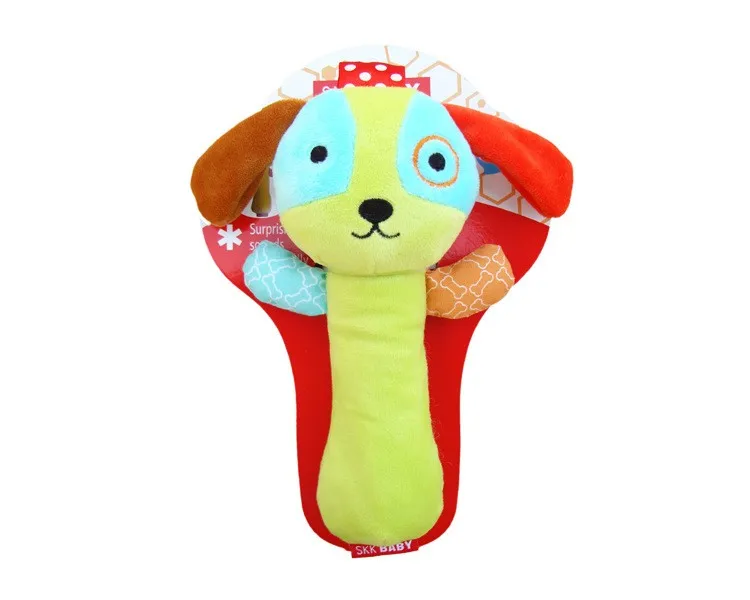 20cm Infant Baby Rattles Crib Stroller Toy Plush with sound Cat dog early educational Monkey Lion Bed Baby Play