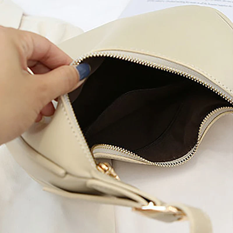 Vintage Underarm Shoulder Bags for Women Simple Style Female Bag Purse Solid Color PU Leather Armpit Handbag Crossbody