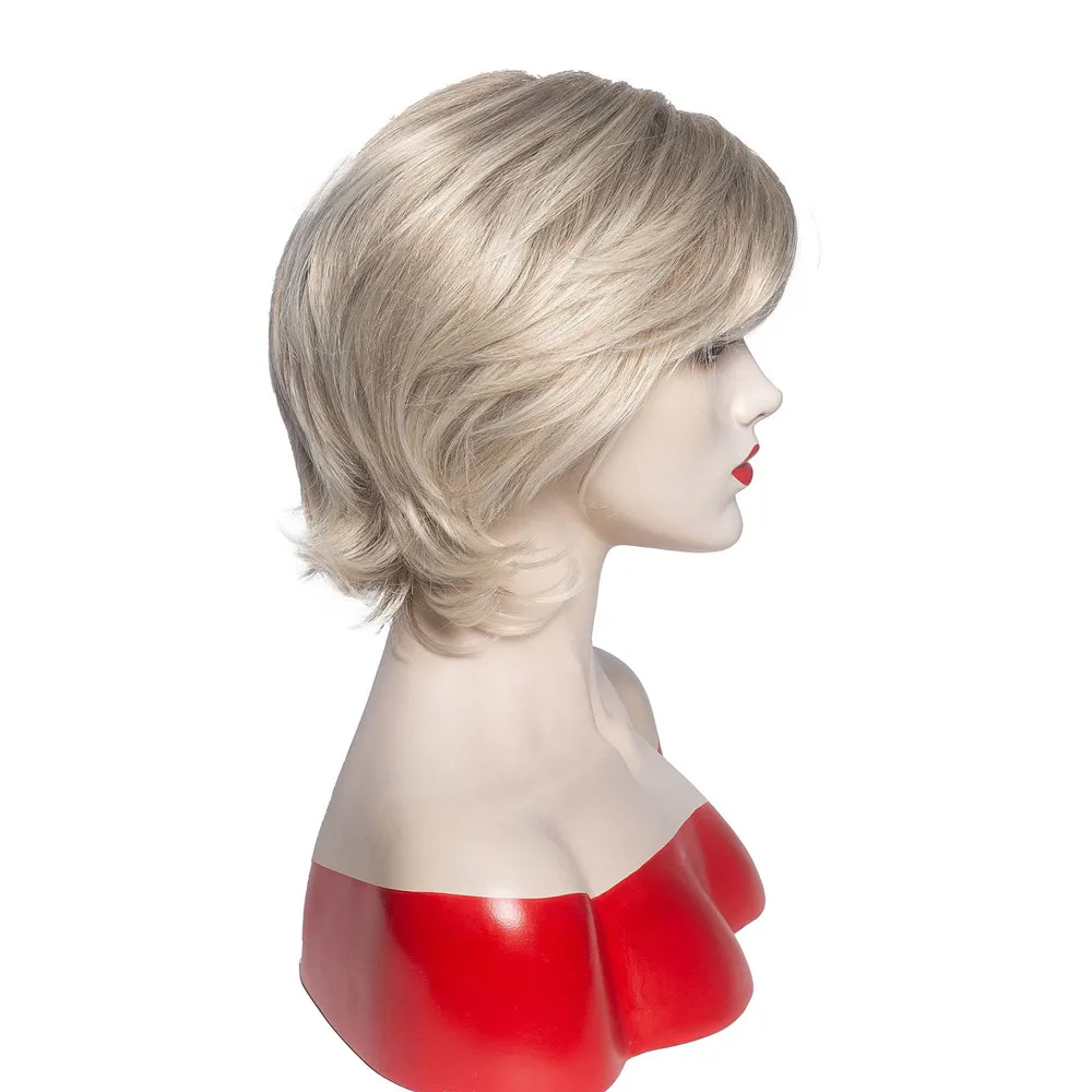 Short Blonde Straight Wig Synthetic Hair New Fashion Temperament European and American Wigs Cosplay Hairs