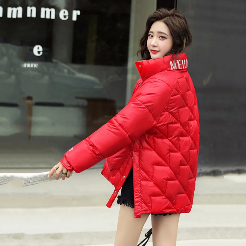 

2024 Womens Thick Winter Coat Loose Stand Collar Female Fashion Short Jacket Coat Down Cotton Outerwear Casaco Feminino Parkas