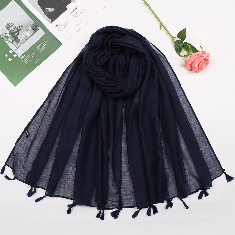 31 Colors Plain Solid Tassel Viscose Shawl Scarf Lady High Quality Shawls and Wraps Pashmina Stole Bufanda Muslim Hijab 180*90Cm