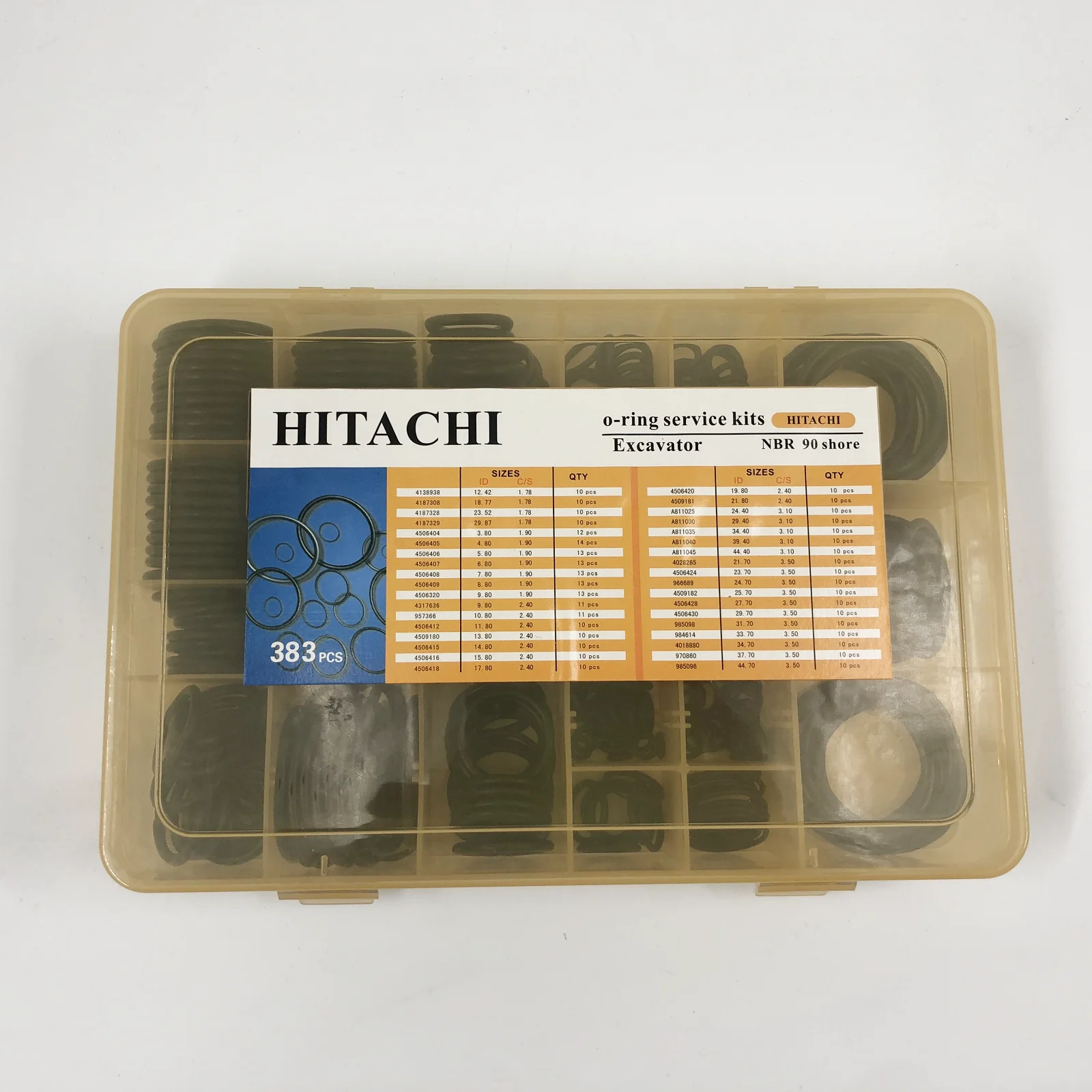 383PCS O - ring seal kit O - ring box for Hitachi excavators NBR90