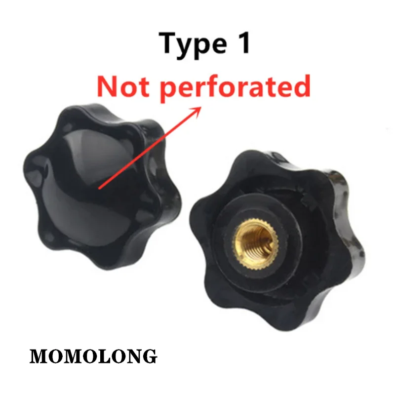 M12 Plum Hand Tighten Nuts Clamping Knob Manual Nuts Handle Thread Mechanical Black Thumb Nuts 5pcs