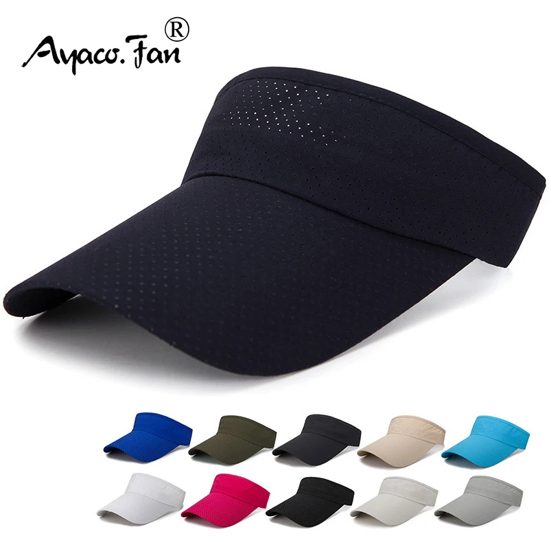 Sombreros de sol transpirables para hombre y mujer, visera ajustable, protección UV, parte superior vacía, deportes, tenis, Golf, correr, protector solar, Verano