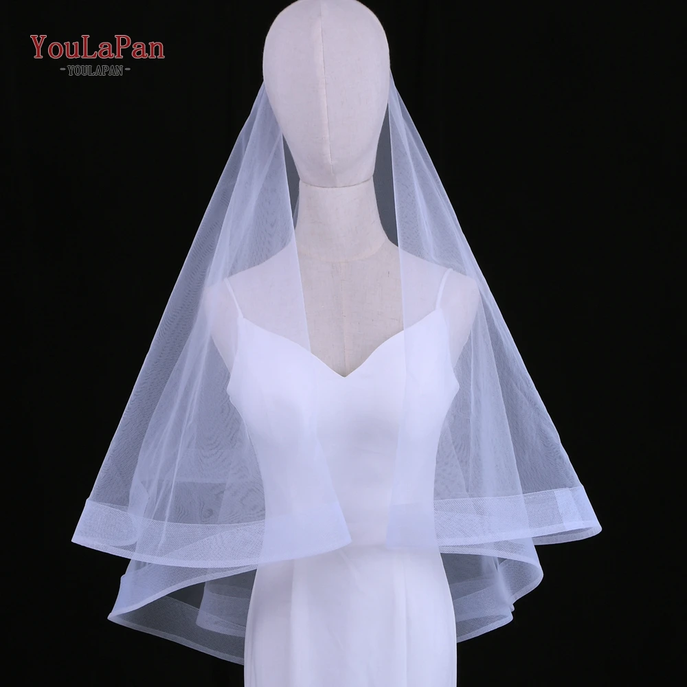 YouLaPan V69 velo de boda de 2 capas para mujer, velo gótico de lujo, velo blanco con peine, diadema de malla, velo de Tiara nupcial