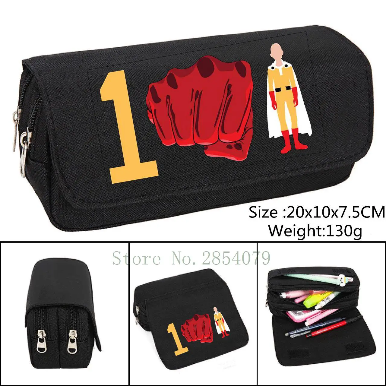 Anime One Punch Man Saitama Pencil Case Cartoon Make up Cosmetic Bag Student Stationery Multi-function flip Bags Gift