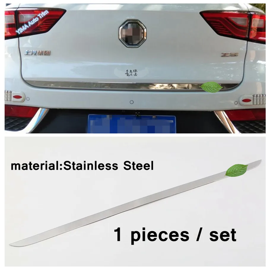 Car Styling Exterior Stainless Steel Rear Trunk Tail Gate Steamer Lid Strip Cover Trim 1PCS Accessories For MG ZS EV 2018 - 2021