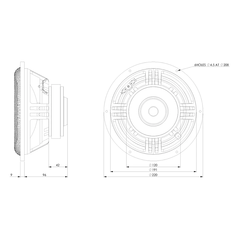 Hf-159 HiFi スピーカー 8.5 インチハードセラミックドームウーファーユニット/C220-6-221/5.8 オーム 90db 150 ワット