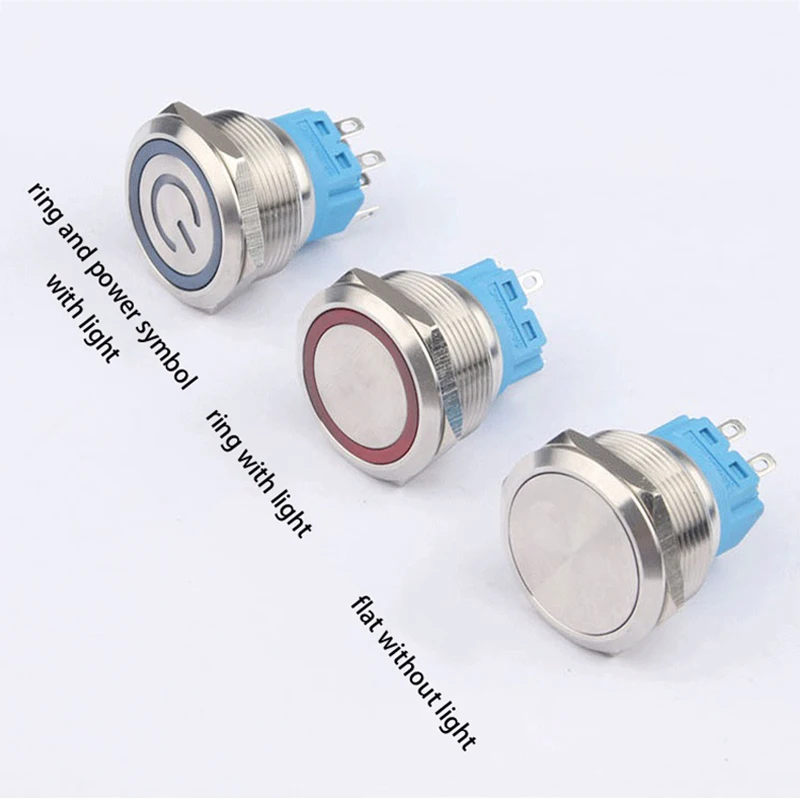 28mm Metal Push Button Switch Waterproof Latching Momentary Doorebll Horn LED Car Auto Engine Start PC Power Symbol with light