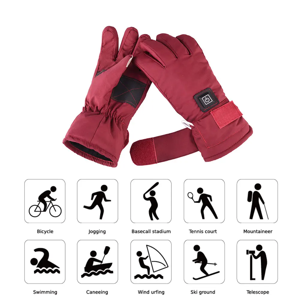 

Adjustable Touch Screen Heated Gloves Temperature Winter Skiing Gloves Lithium Battery Thermal Fleece Lined Waterproof Heated