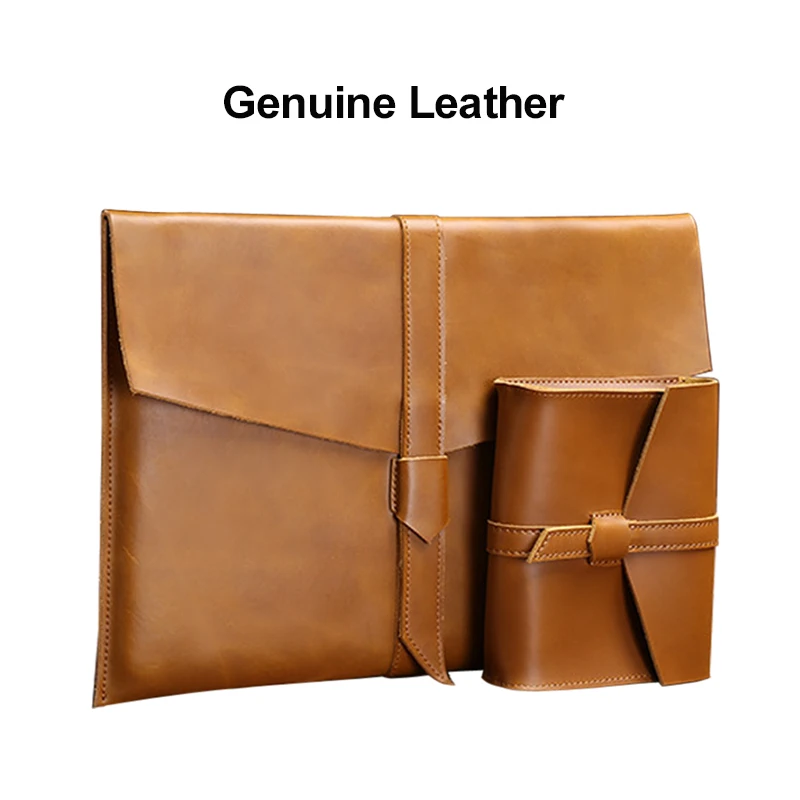 

Luxury Genuine Leather Laptop Bag for MacBook Air 13 Pro 15 Retina 11 12 13.3 15.4 inch Sleeve For Xiaomi Dell Notebook Bag Case