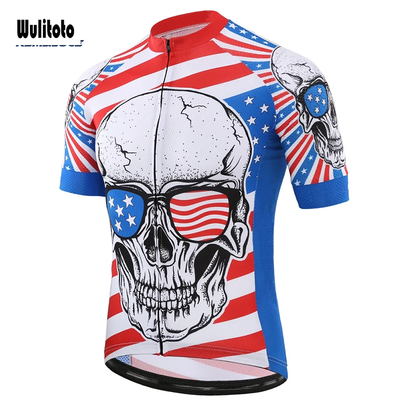 WULITOTO Mountain Bike Bicycle Top Shirt Skeleton summer short-sleeved cycling clothes outdoor sweatshirt For Men