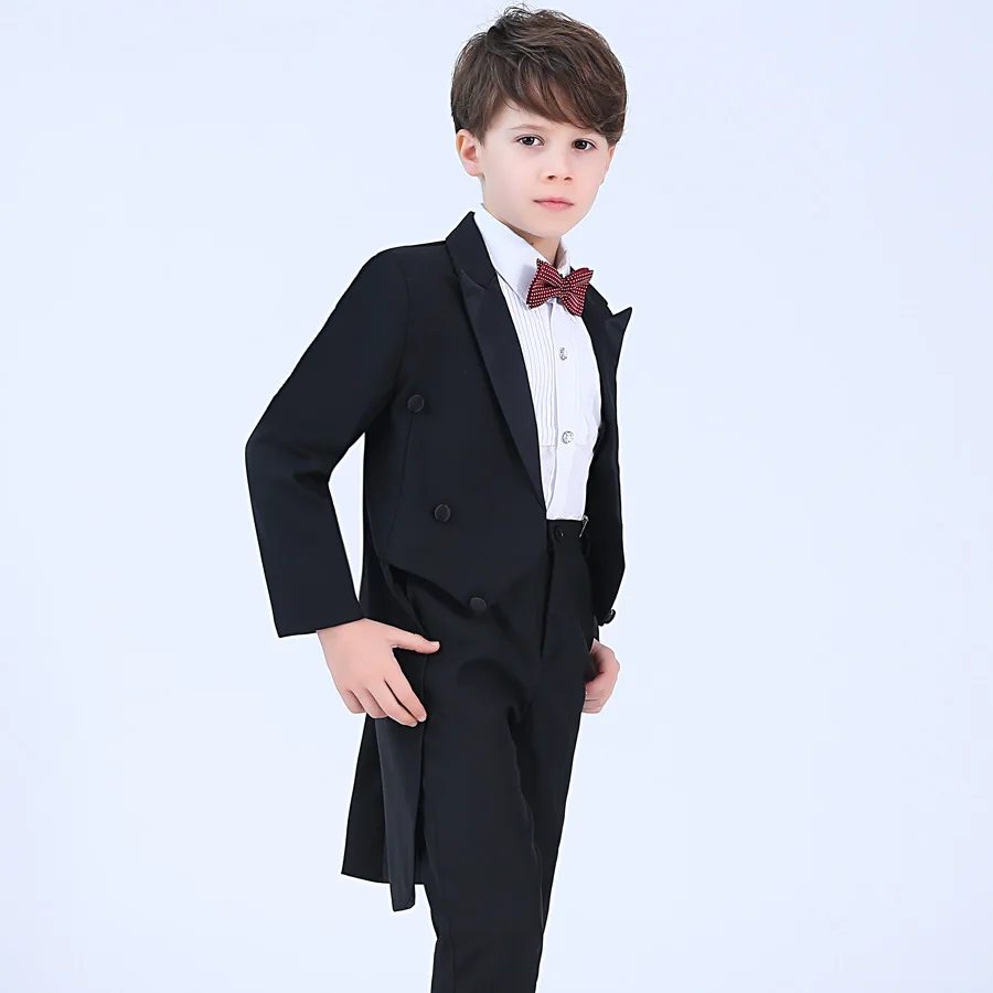 Para meninos vestuário crianças ternos longos bonito mangas compridas conjunto de roupas feito sob encomenda 3 peças ternos de casamento (jaqueta + calças + colete)