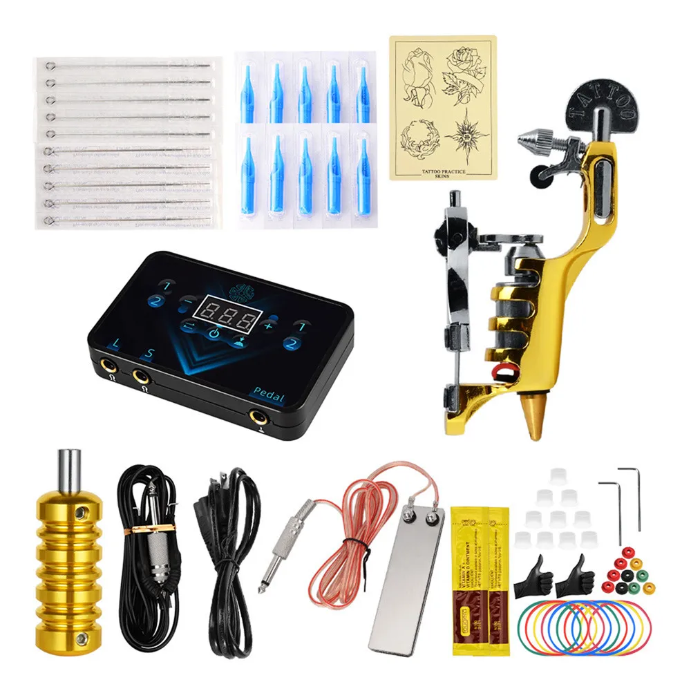 

Rotary Tattoo Machine Set Hand Poke Tattoo Kit De Tatuaje Completo Profesional Full Tatuagem Iniciante Needles Tattoo Gun Kits