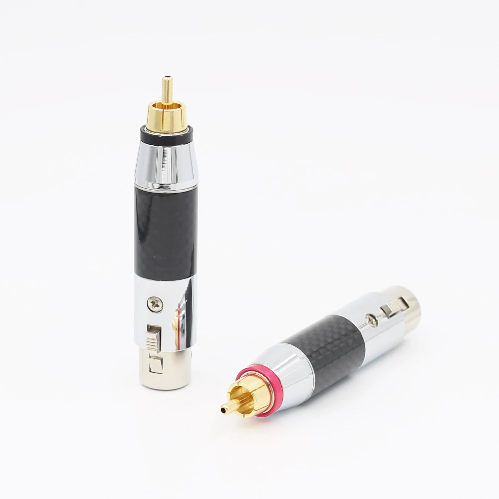 2 pezzi in fibra di carbonio XLR maschio XLR femmina a RCA maschio adattatore presa cavo bilanciato oro Phono