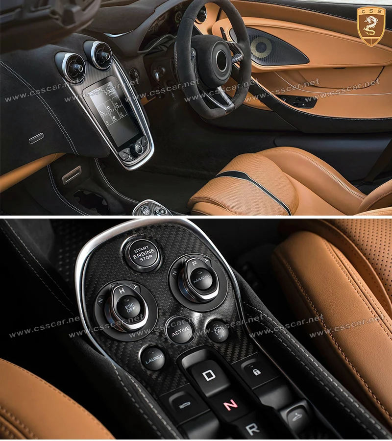 For McLaren 540C 570s 2015-2018 Spyder Black Dry Carbon Fiber Center Console Decoration Frame Trim Carbon Fiber OEM Inner Trims