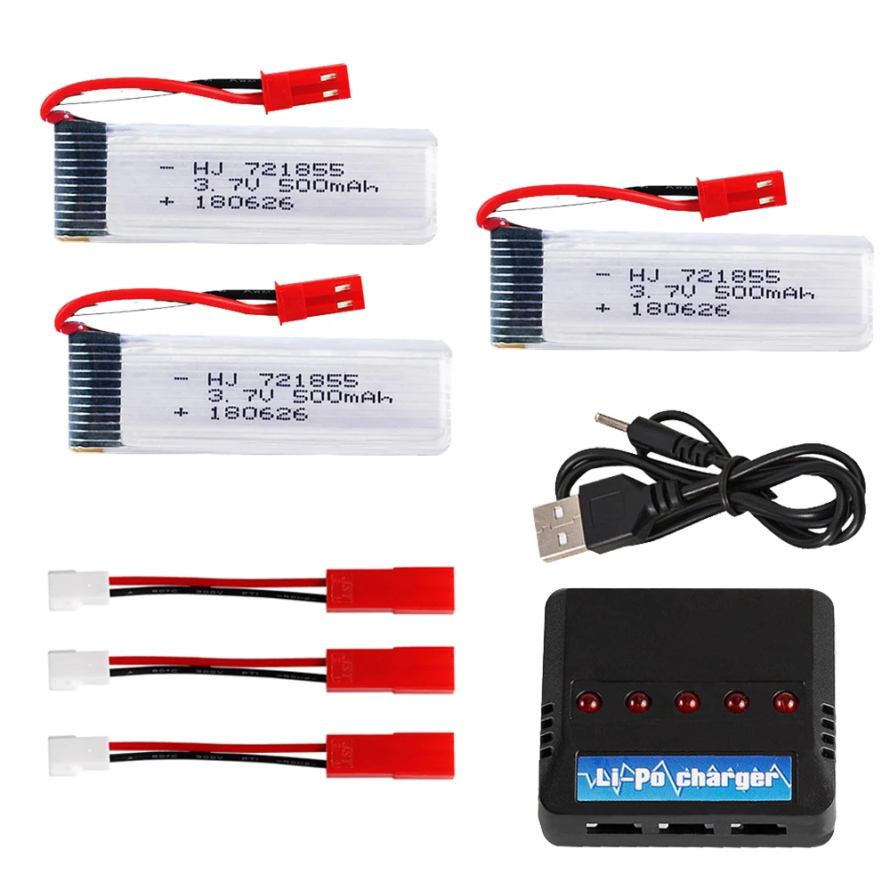 Batería de alta velocidad 721855 3,7 V 500mAh con cargador 5 en 1 para Udi U815A U818A U819A L6052 L6036 V212 V222 H07 RC, accesorio de batería