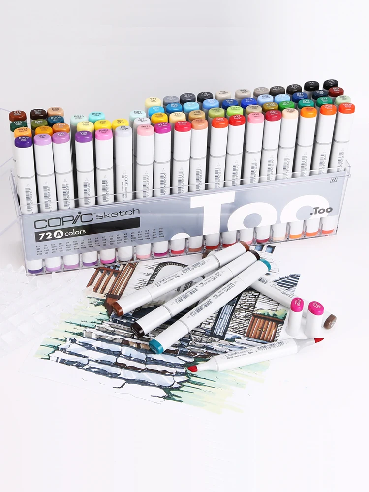 24/36/72pcs Colored Marker Alcohol Oily Animation Design illustration Architectural Product Soft Head Marker Art Stationery Set