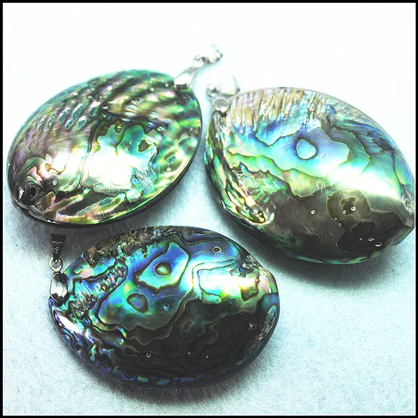 1PC Natural Abalone Shell Pendants Saltwater New Arrived For Beach Store Selling Egg Shapes 30X40MM