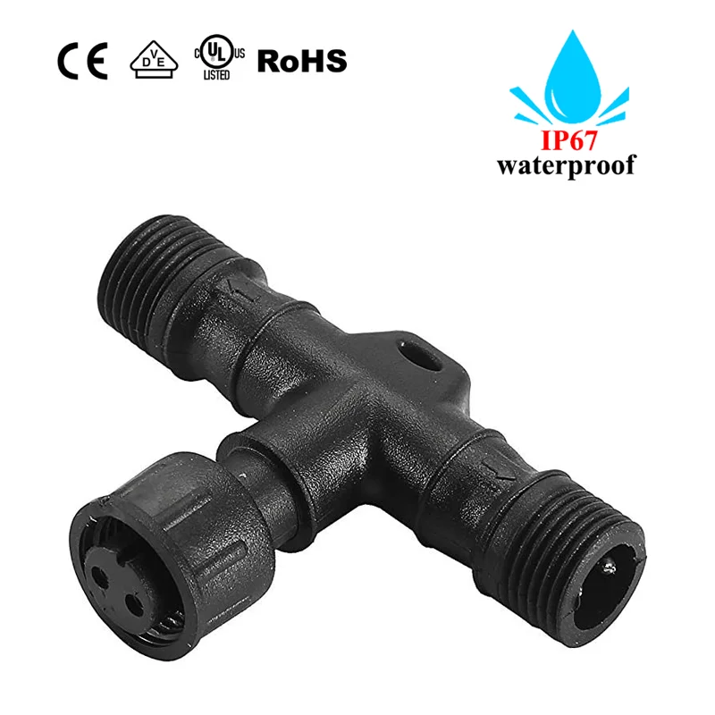 2 PIN/4PIN T connector/Y connector IP67 Waterproof Connector for LED Deck Light step stairs Lamp 2*male and 1* female connectors