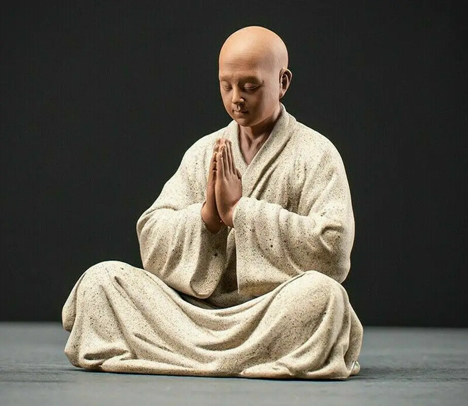 Chinese Style Ceramic Little Monk Buddha Statue Tea Room Home Decoration Ornaments