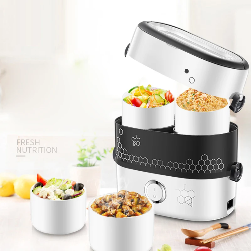 صندوق غداء كهربي من السيراميك يمكن توصيله للحفاظ على الحرارة 250 واط التلقائي علبة طعام للتسخين موقد صغير لطهي الأرز